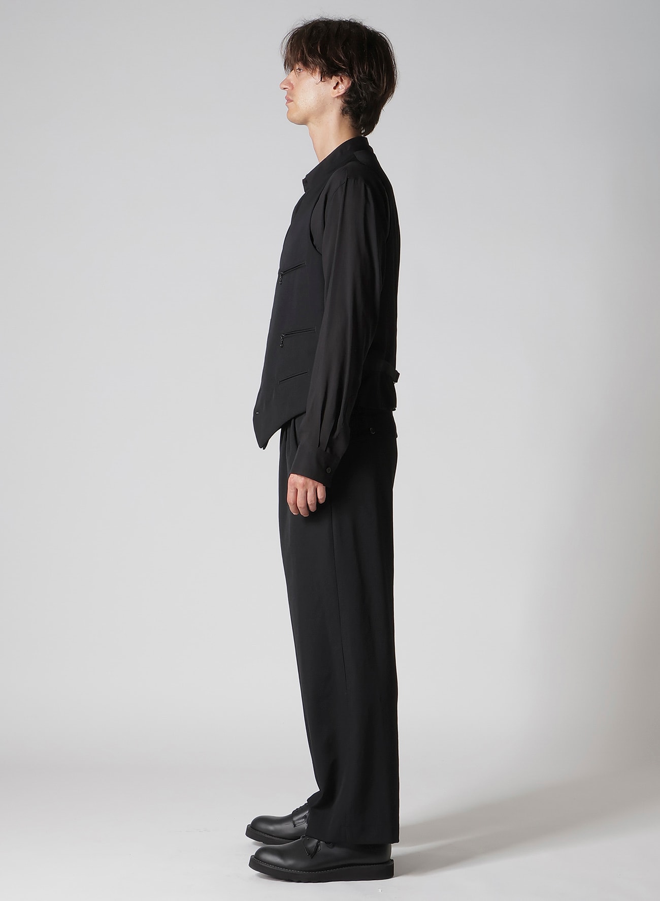 WOOL GABARDINE ZIP POCKET VEST(S Black): Y's for men｜THE SHOP