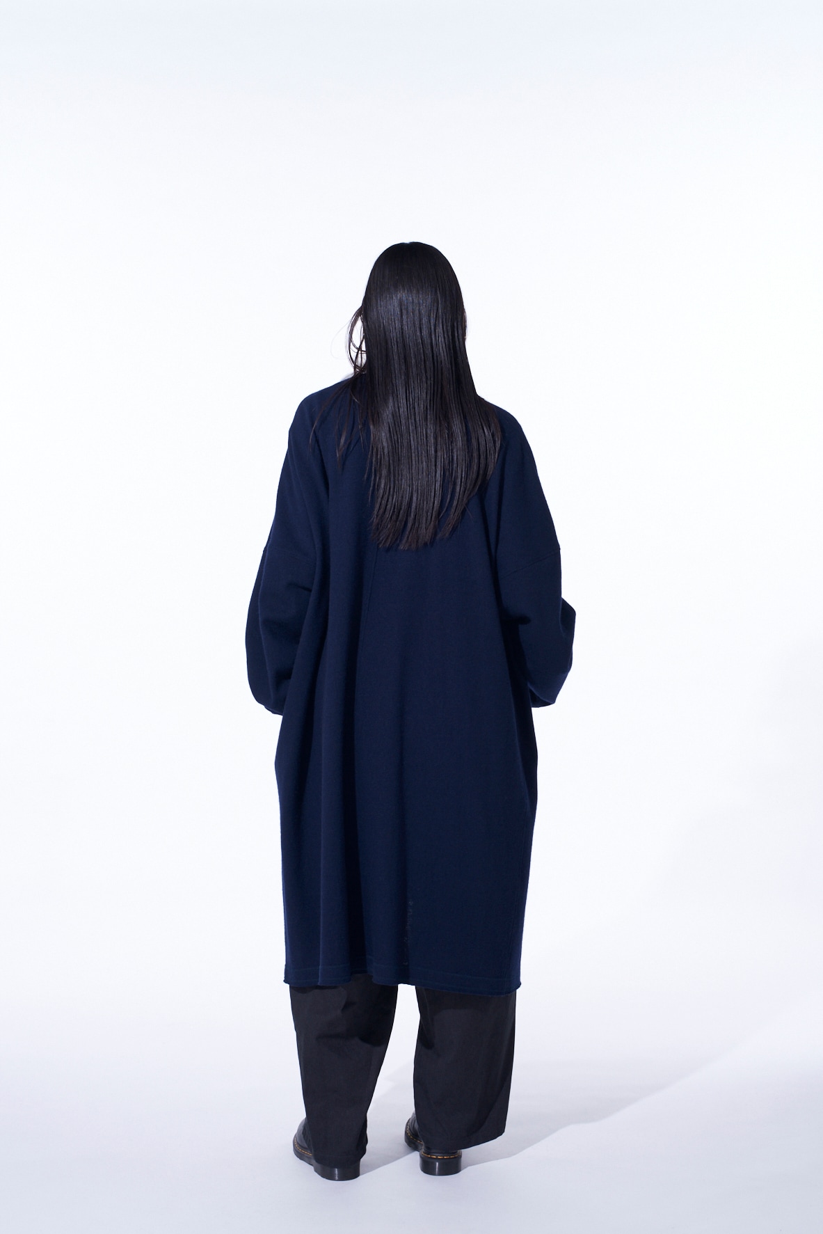 AIRY JERSEY COLLARLESS LONG CARDIGAN(M Navy): S'YTE｜THE SHOP