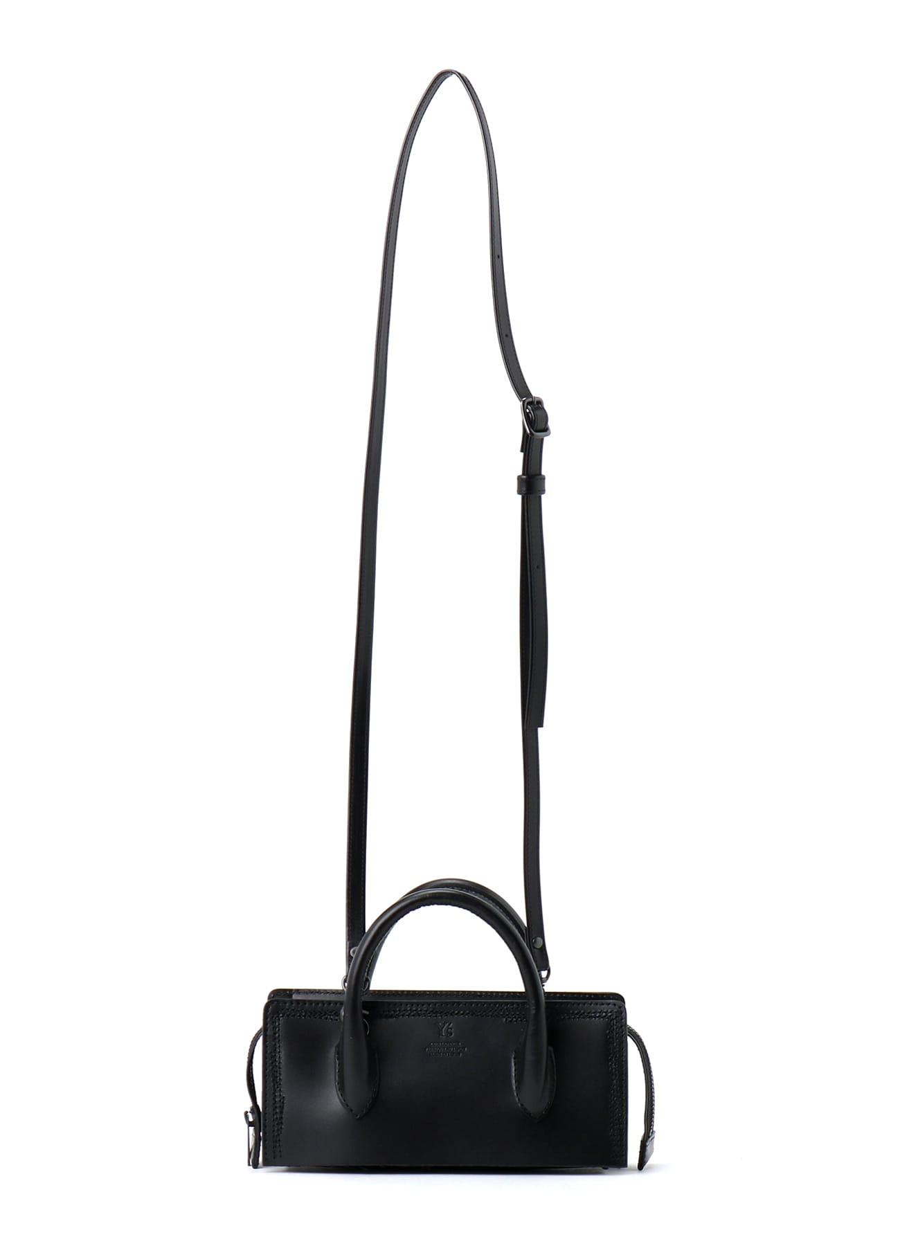 SEMI-GLOSS LEATHER CHOPPED SQUARE MINI BAG(FREE SIZE Black): Y's