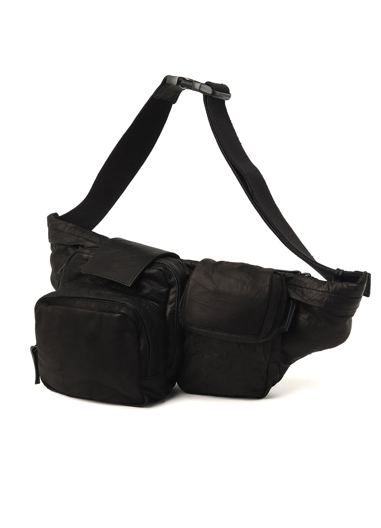 TWISTED SOFT LEATHER POCKET BAG(FREE SIZE Black): Y's｜THE SHOP