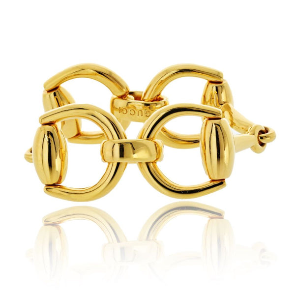 Gucci 18K Yellow Gold Horsebit Vintage Large Link Bracelet – The