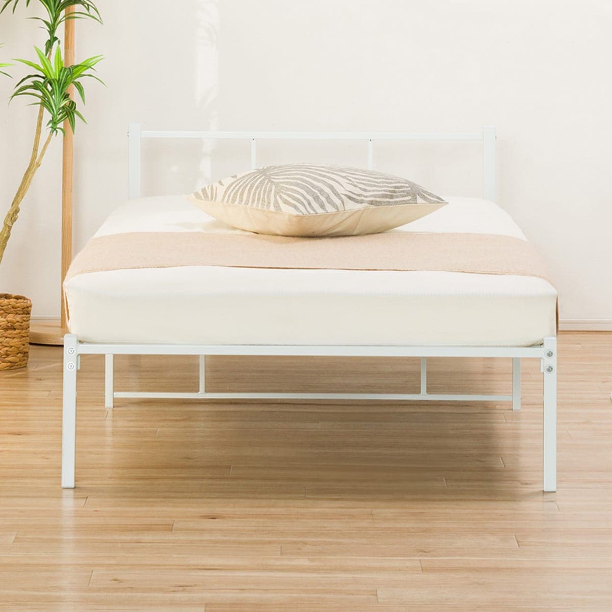 幅97.5cm] シングルパイプベッド (バジーナF2 WH） シングル パイプ