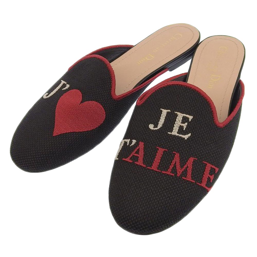 クリスチャンディオール】ロゴ サテン ミュール ヒール 黒 35 1/2