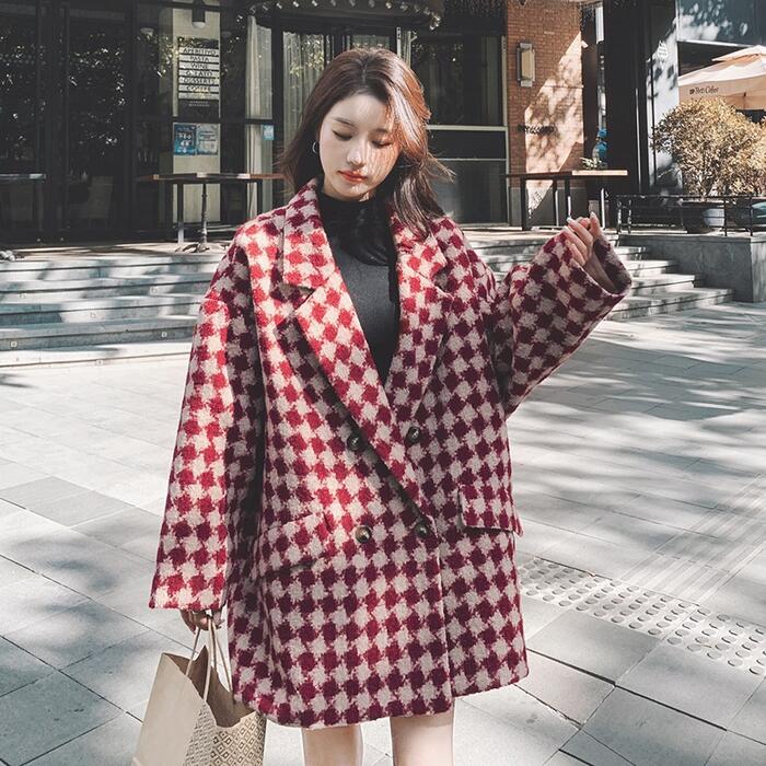 楽天市場】チェスターコート チェック（カラーレッド）（レディース