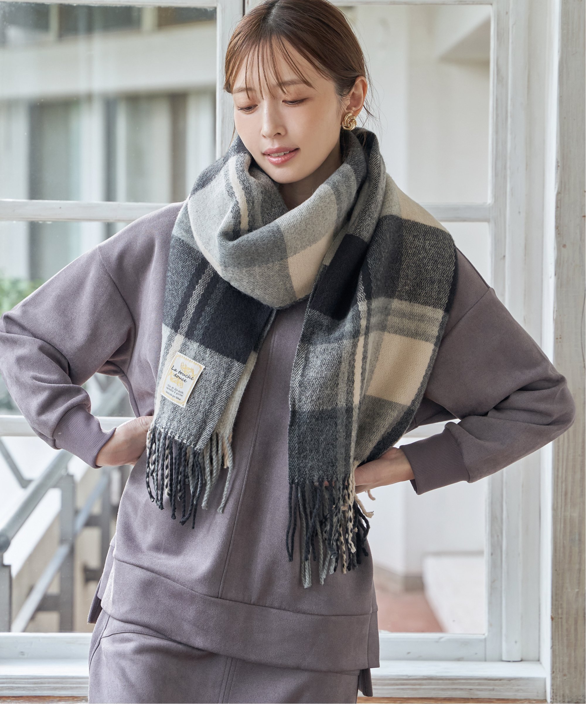 楽天市場】ネイビー（柄チェック）（マフラー・スカーフ｜バッグ・小物