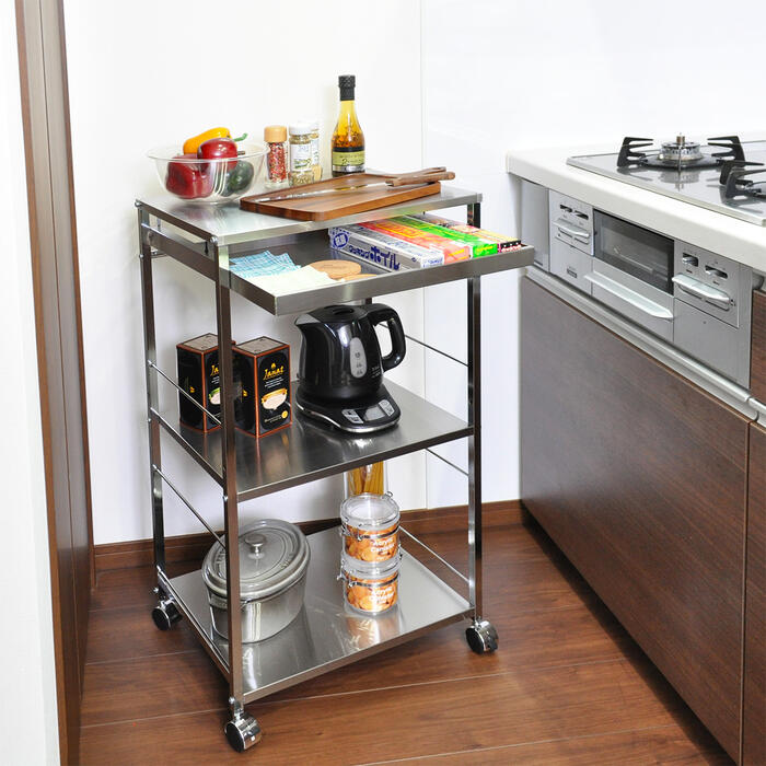 楽天市場】キッチン 作業台 ステンレス（キッチンワゴン｜キッチン収納