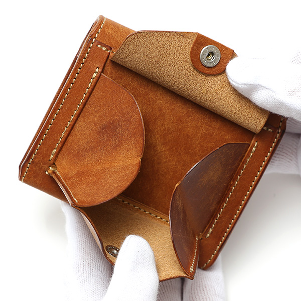 東京ヒマワリ / 池之端銀革店 プエブロ スリムウォレット キャメル