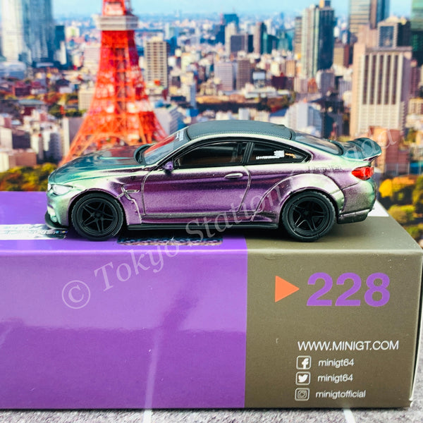 MINI GT 1/64 LB WORKS BMW M4 Purple Green Metallic LHD MGT00228-L