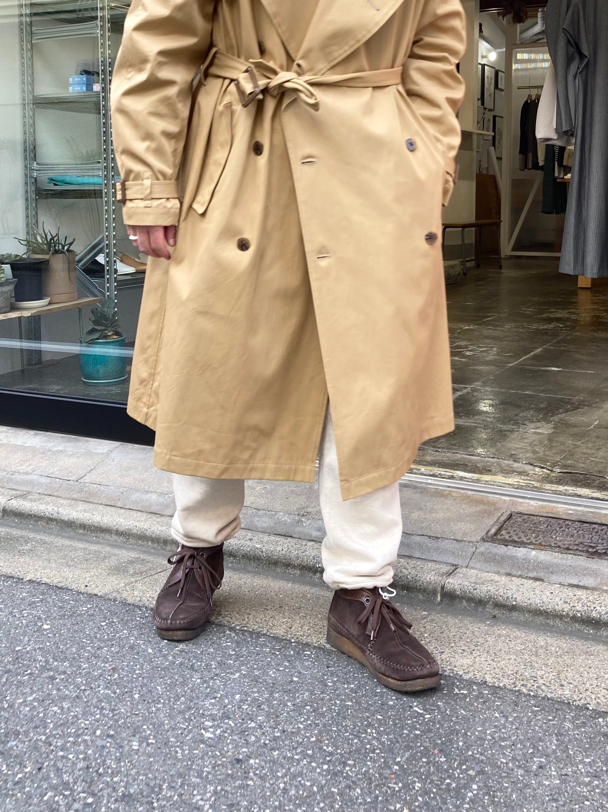 ES : S】TRENCH COAT - High Twist Cotton Gabardine - / Dark Beige