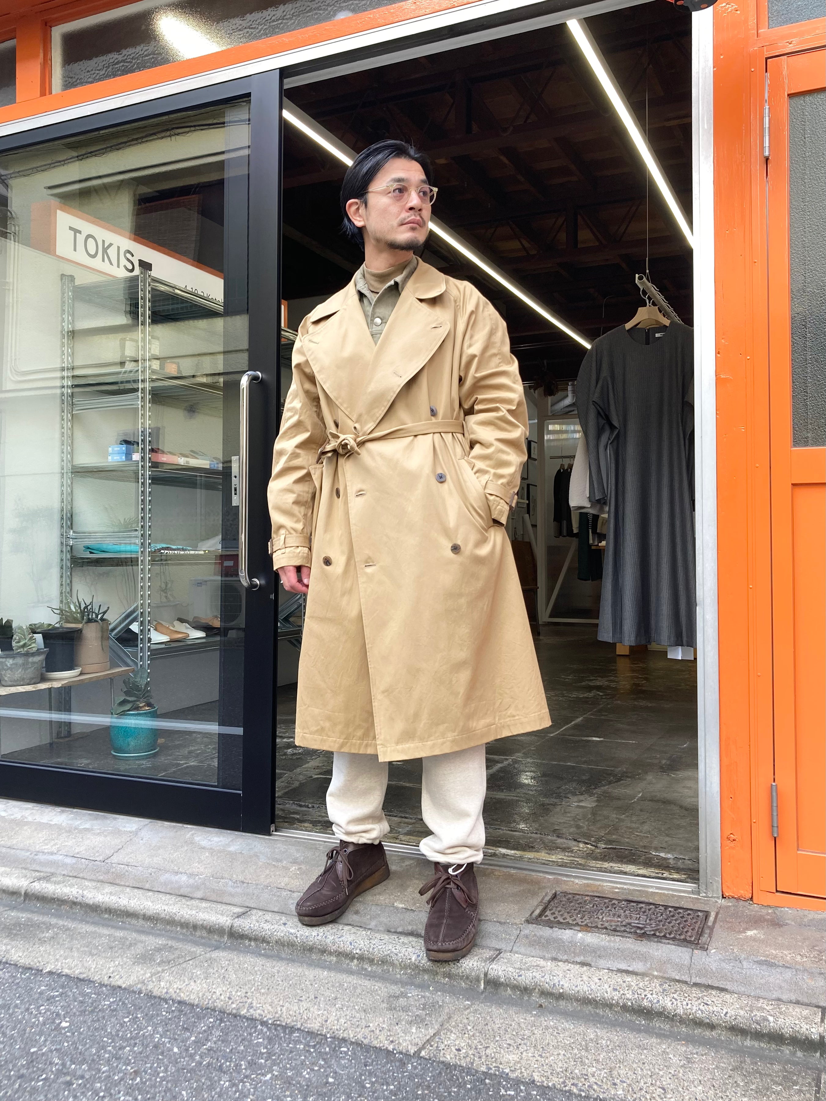 ES : S】TRENCH COAT - High Twist Cotton Gabardine - / Dark Beige