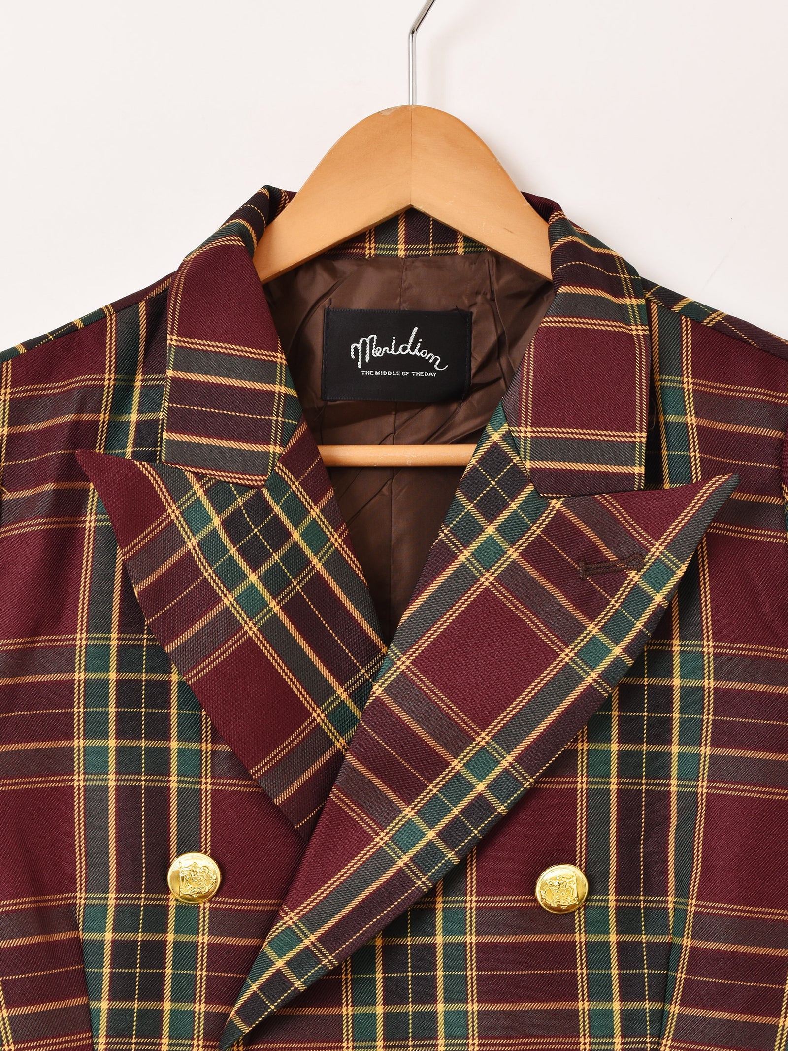 2色展開】Meridian チェック柄 ショート テーラードジャケット – 古着