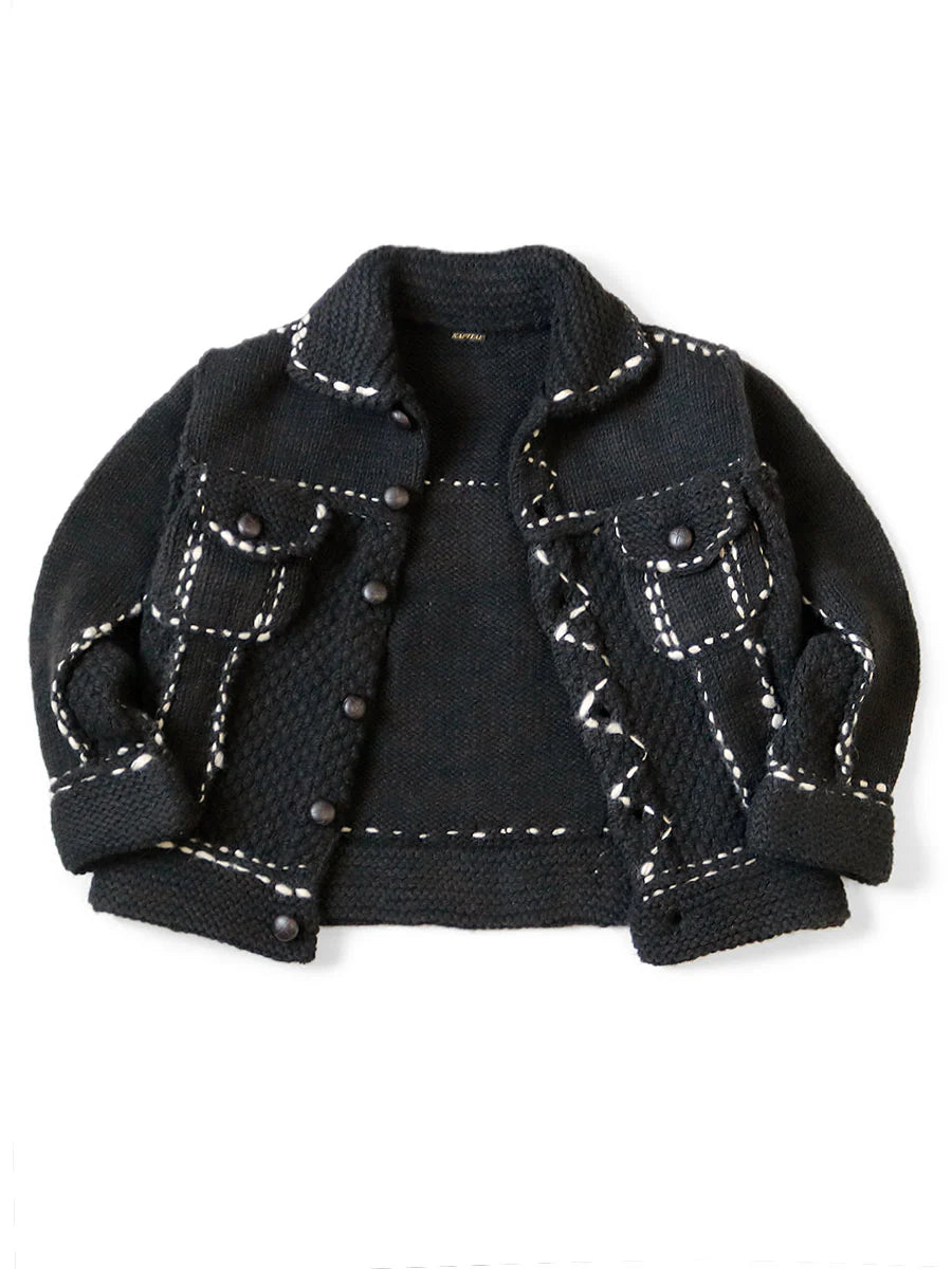Kapital Wool Hand Knit Cowichan G-Jacket - Black – Totem Brand Co.