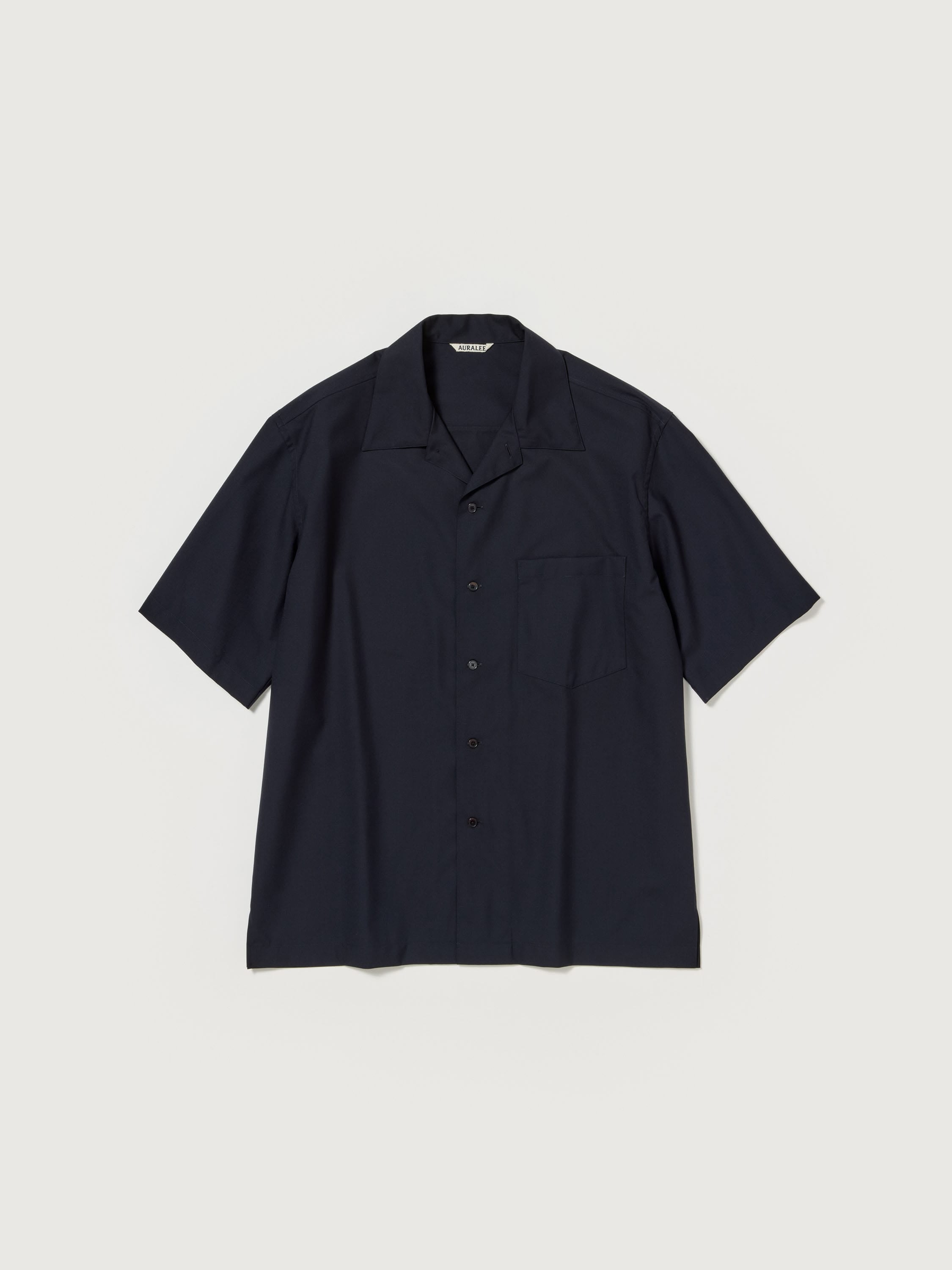 AURALEE Super Fine Tropical Wool Open Collar Half Sleeved Shirt