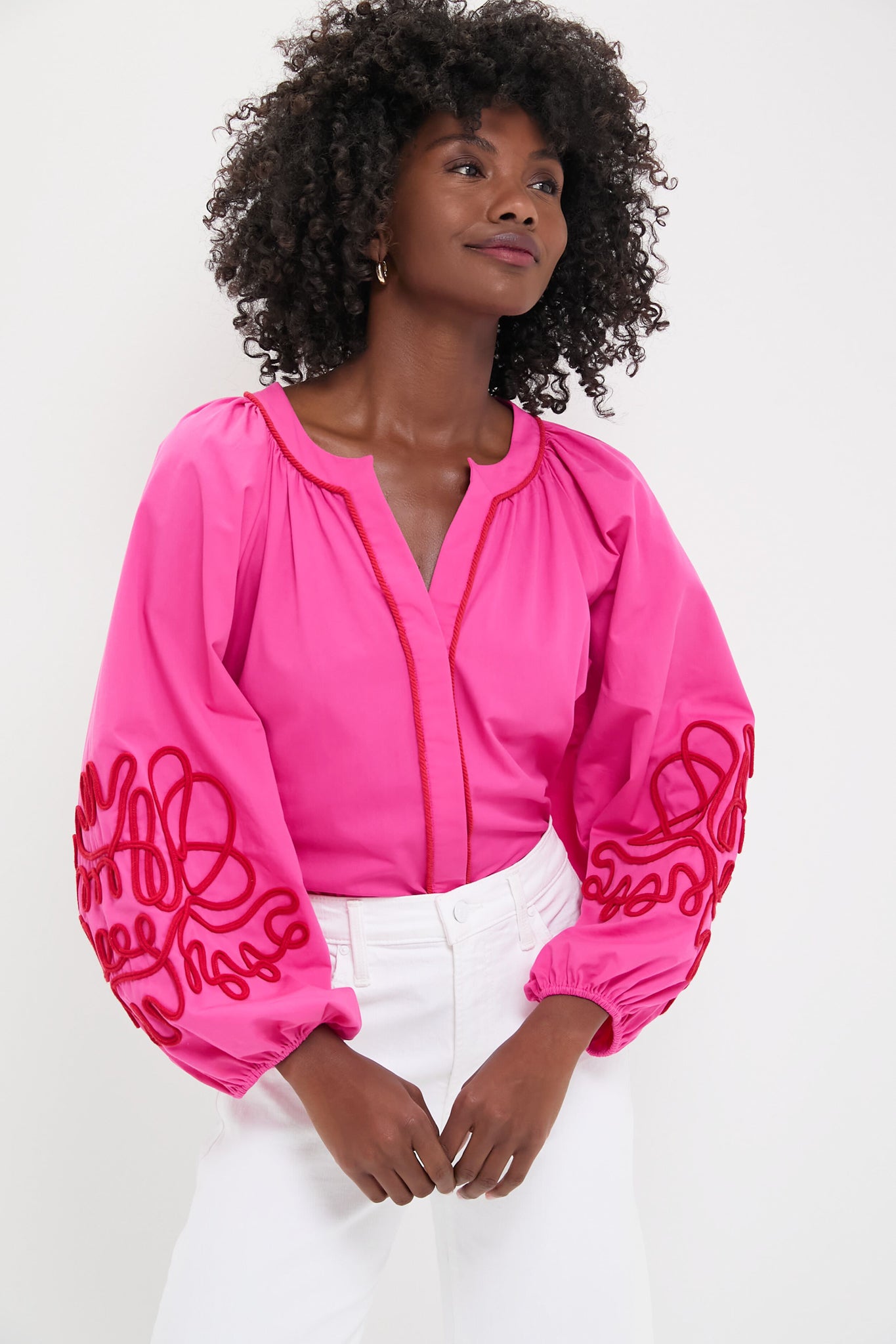 Pink & Red Soutache Stella Blouse | Hyacinth House