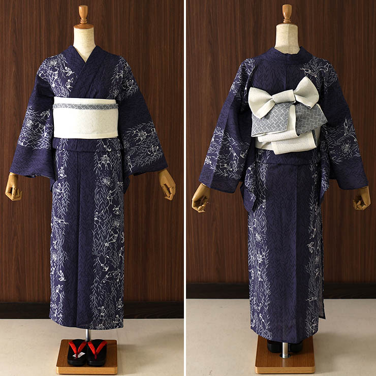 楽天市場】[ 洗える 浴衣 ] 柳に骸骨（濃ムラサキ/105-337-009-69