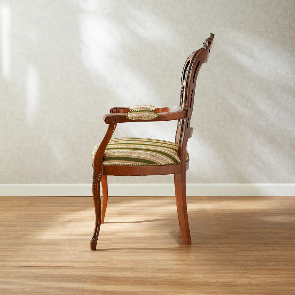 楽天市場】イタリア製 アームチェア グリーンストライプ 幅63cm/椅子