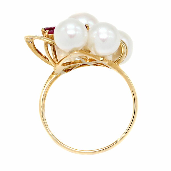 楽天市場】K18YG パール ルビー ダイヤモンド リング 11号 P7mm珠
