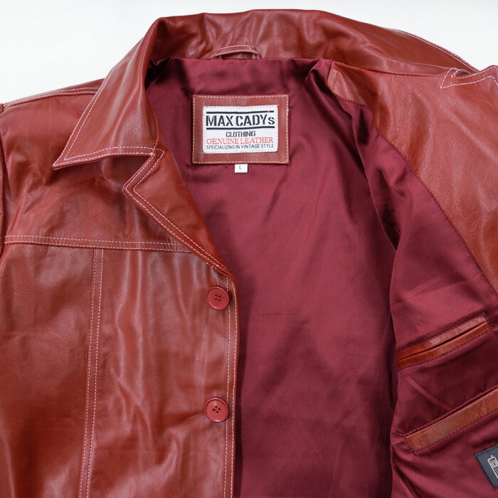 楽天市場】レザー・ジャケット 赤 オールシーズン マックス・ケイディ