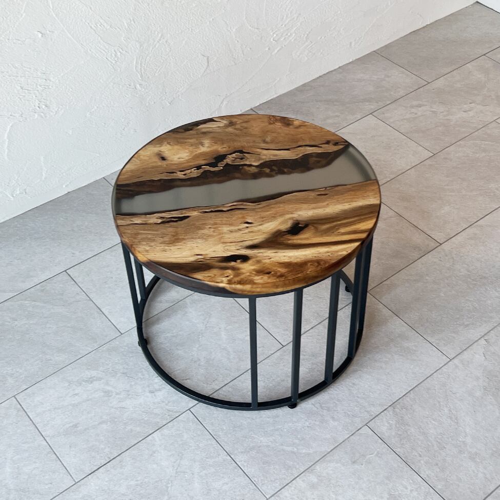 楽天市場】銘木屋 レジン テーブル サイドテーブル 丸テーブル