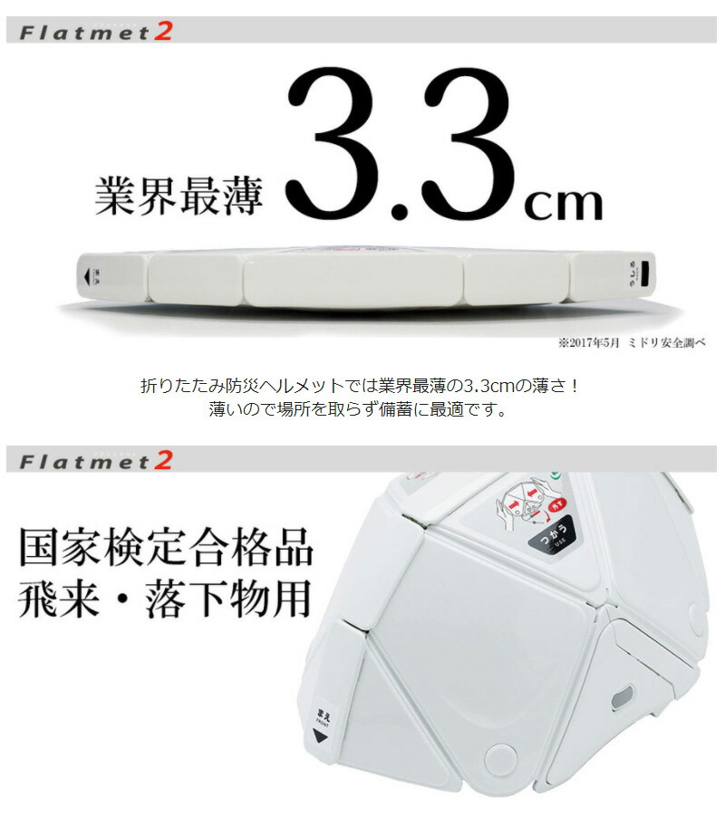 楽天市場】ミドリ安全 折りたたみ防災ヘルメット フラットメット TSC