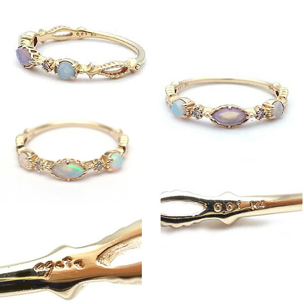 楽天市場】【緑屋質屋】agete(アガット) オパール リング ダイヤ入り