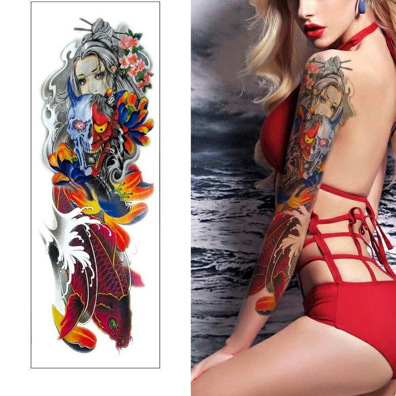 楽天市場】ロングフェイクタトゥーステッカー 1シート スカル ドクロ