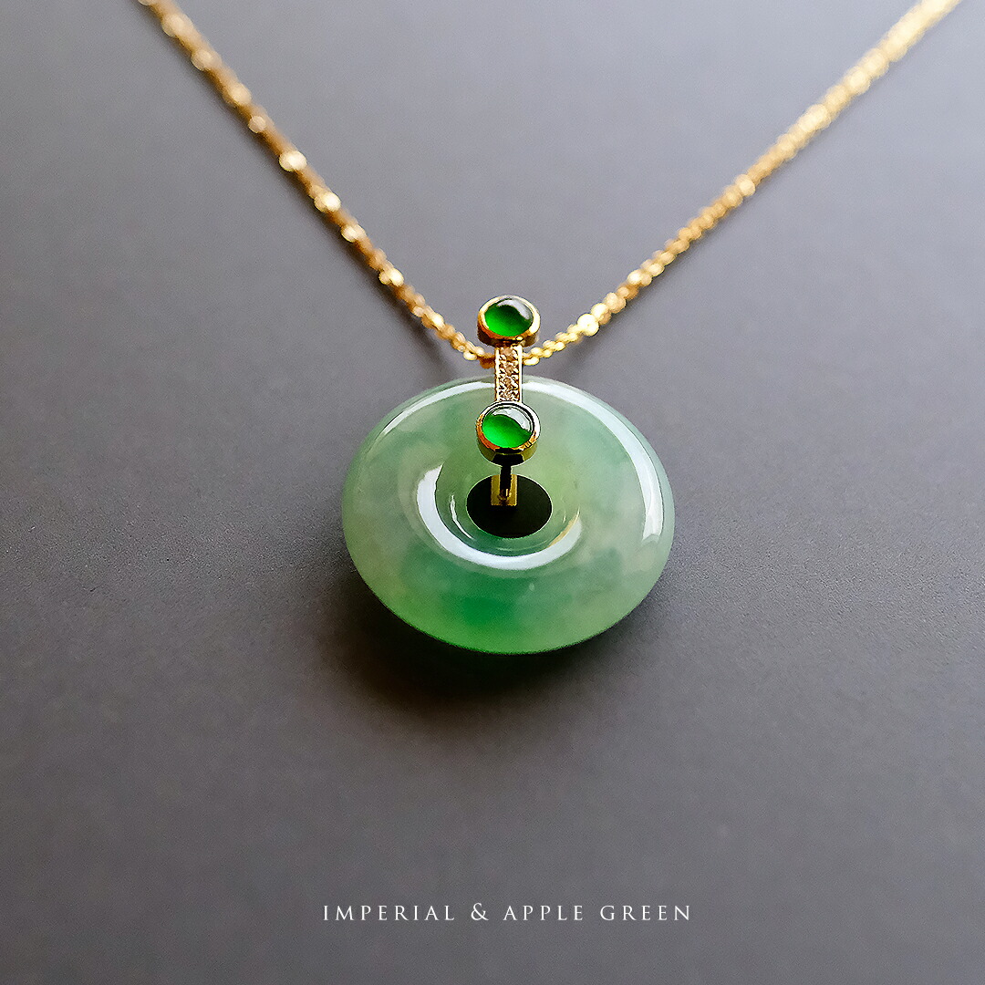 楽天市場】翡翠(ヒスイ)璧 × ダイヤモンド × K18YGペンダント