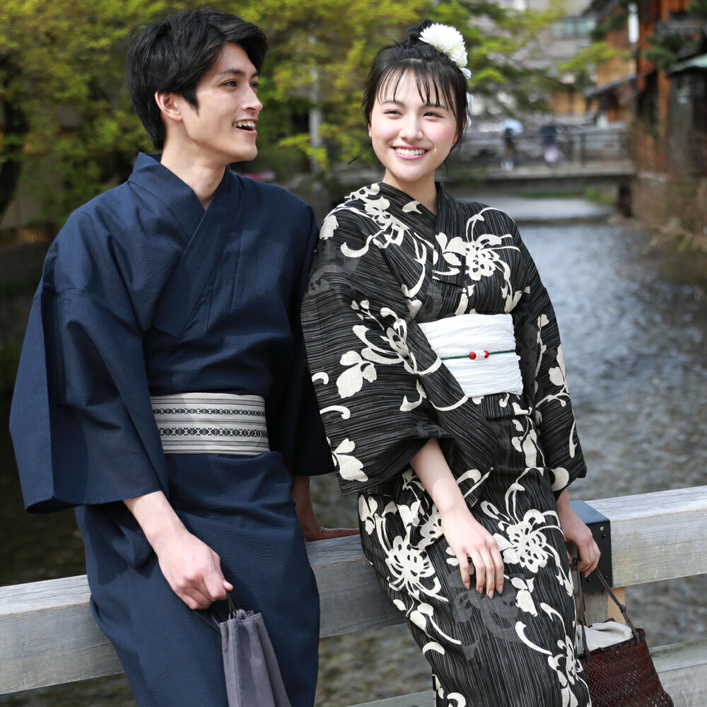 楽天市場】浴衣 セット レトロ 高級変わり織り綿麻浴衣3点セット「黒地