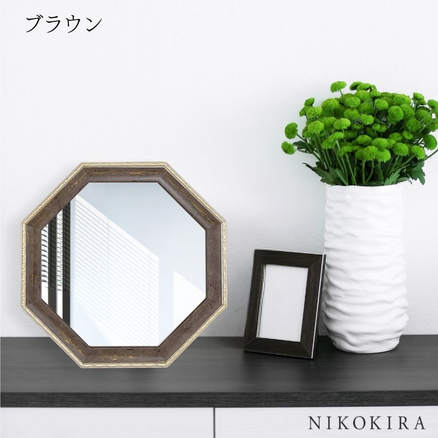楽天市場】【100円OFFクーポンあり】 鏡 八角 玄関鏡 八角鏡 ウォール