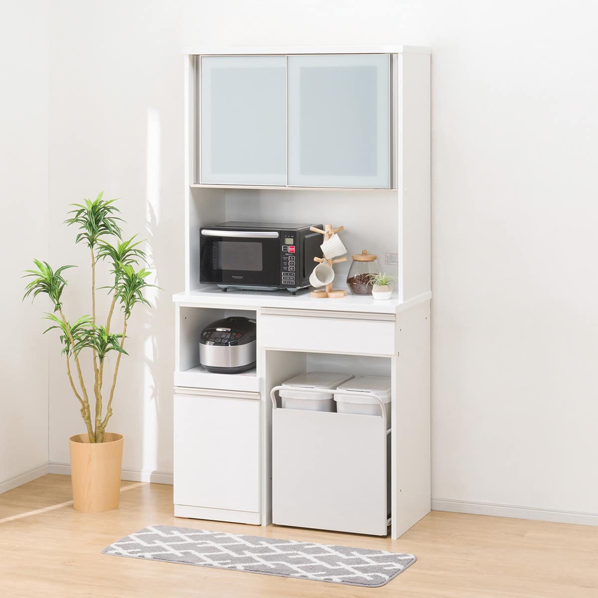 楽天市場】キッチンボード(リガーレ100KB ハイタイプ WH2)【配送員設置