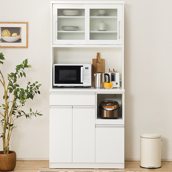 楽天市場】[幅90cm] キッチンボード (レジューム 90TG-S WH/90TH-R WH