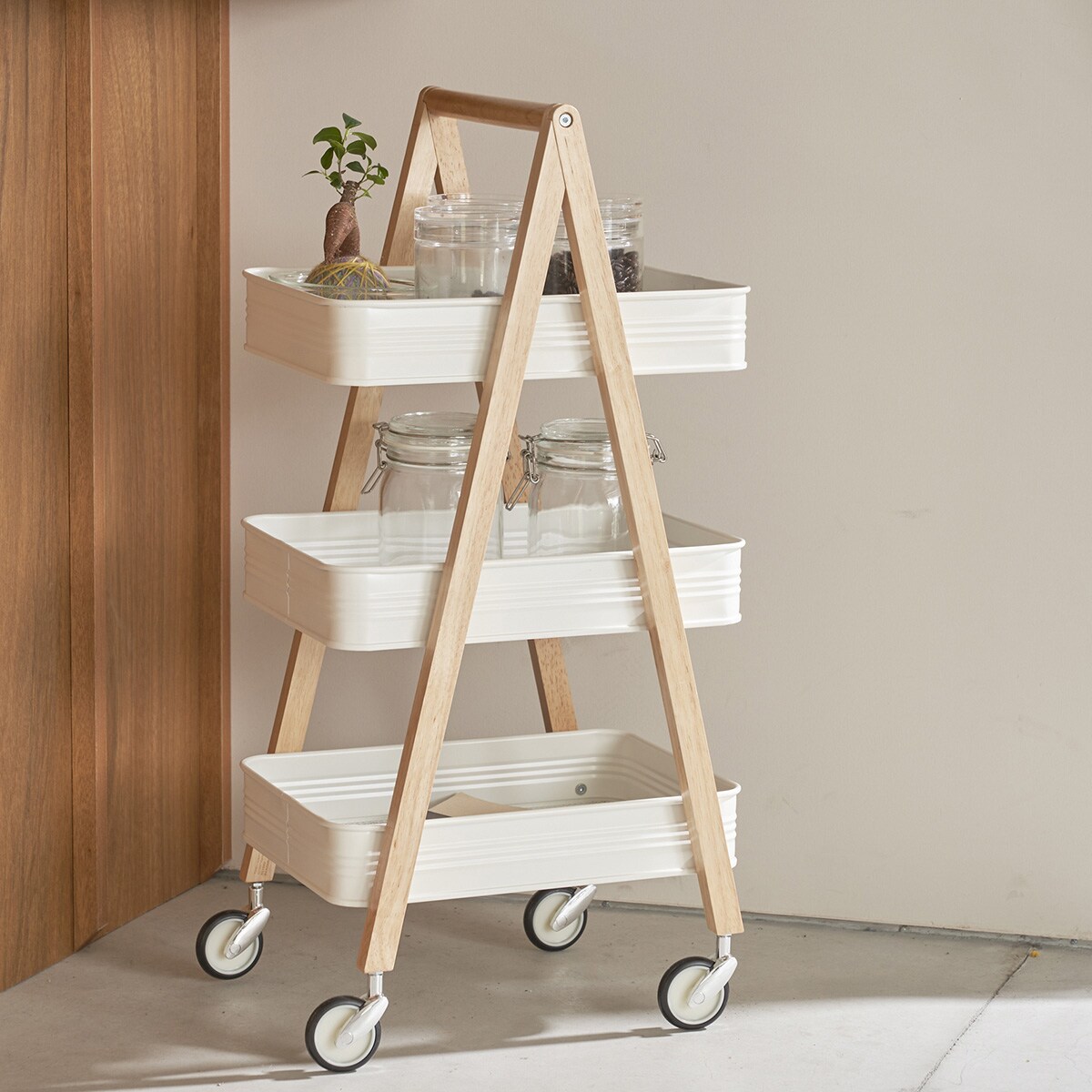 楽天市場】木製フレームがかわいい3段ワゴン ニトリ 【メーカー直送