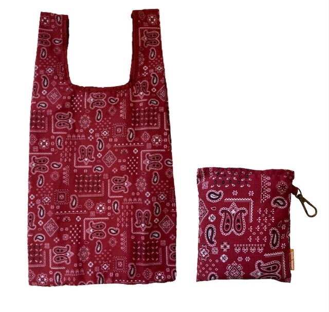 楽天市場】バンダナ柄 エコバッグ【バンダナ バーガンディー