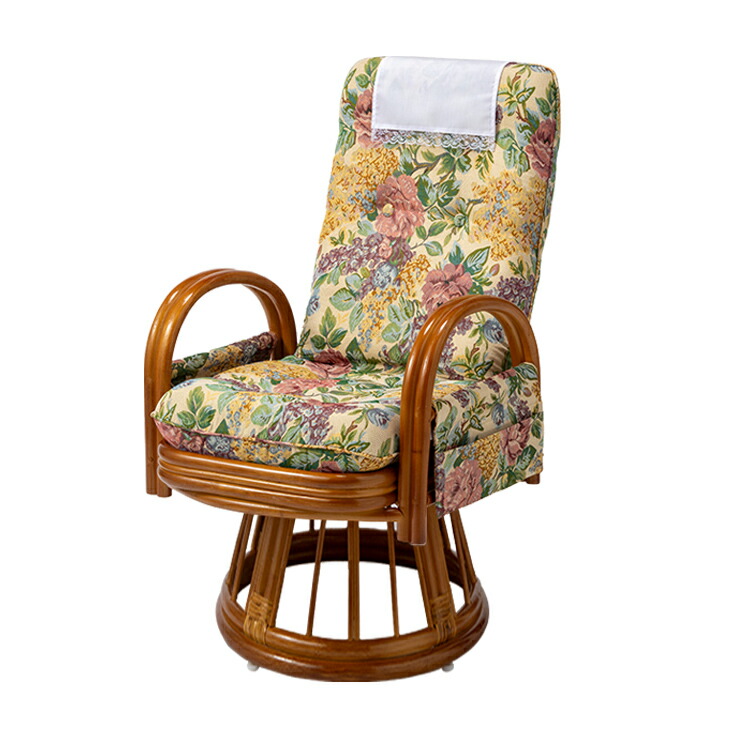 楽天市場】天然籐 リクライニング ハイバック 回転座椅子 回転椅子