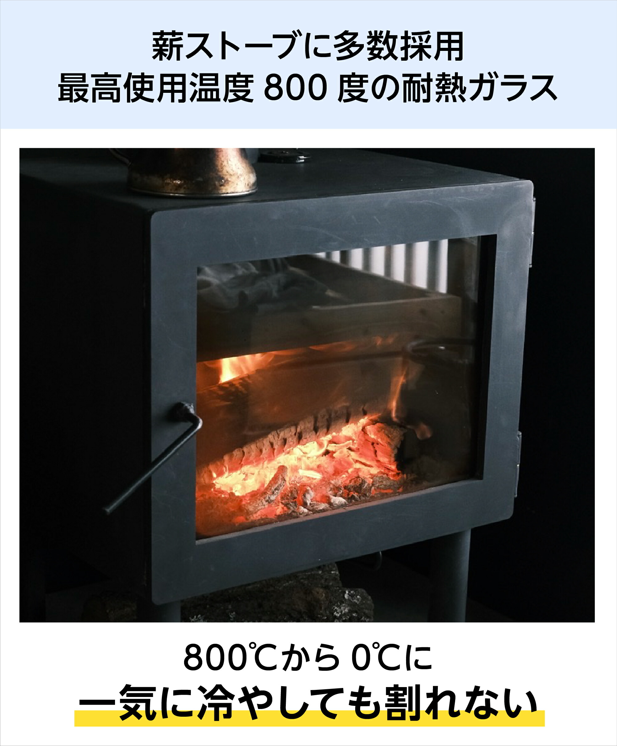 楽天市場】【送料無料】薪ストーブ用 耐熱ガラス800℃ W400×H400 厚み