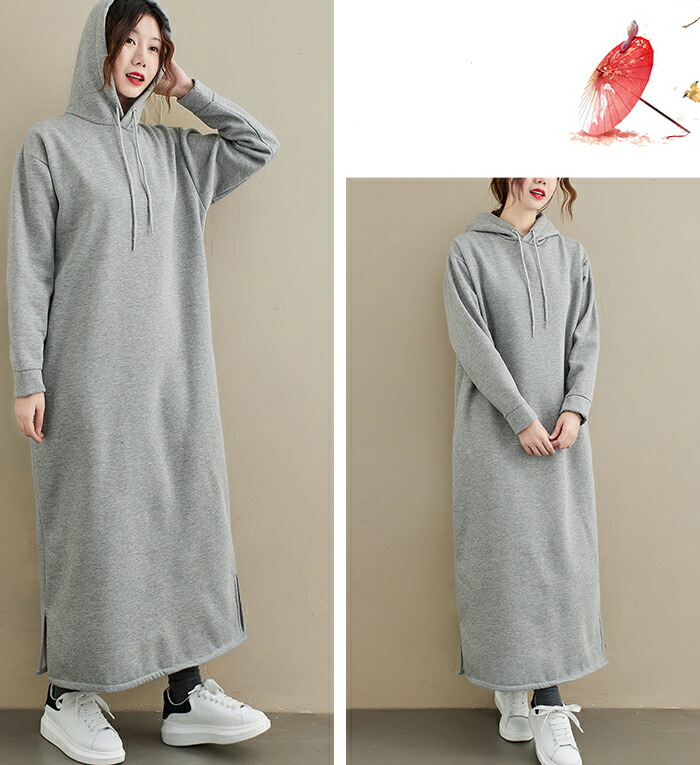 楽天市場】ワンピース フード付き レディース マキシ丈ワンピース 長袖