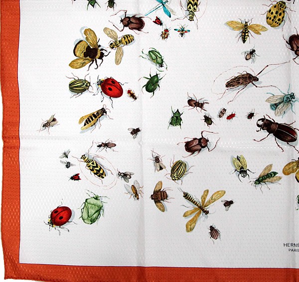 楽天市場】美品 エルメス HERMES カレ90 Insect 昆虫 大判スカーフ 白
