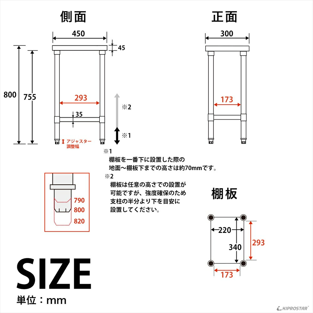 楽天市場】ステンレス作業台 業務用 調理台 300×450×800 板厚1.2mm