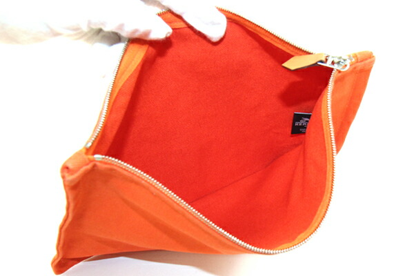 楽天市場】エルメス ポーチ ヨッティングMM オレンジ コットン
