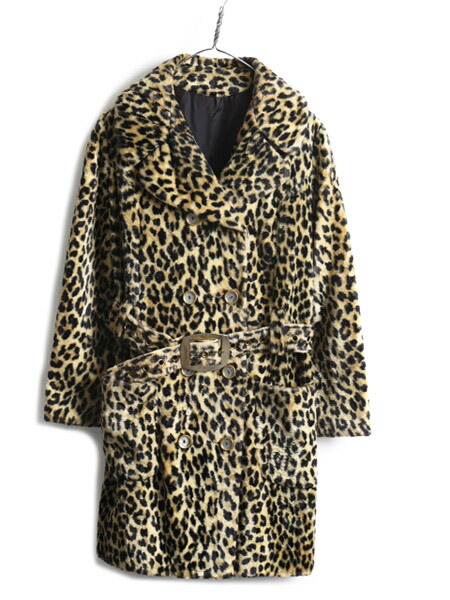 楽天市場】60s ビンテージ □ ヒョウ柄 フェイクファー コート