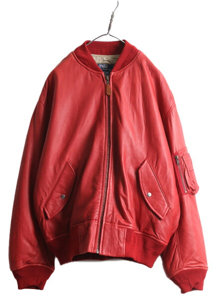 楽天市場】90s ☆ ポロ ラルフローレン 本革 ラム レザー MA-1 タイプ