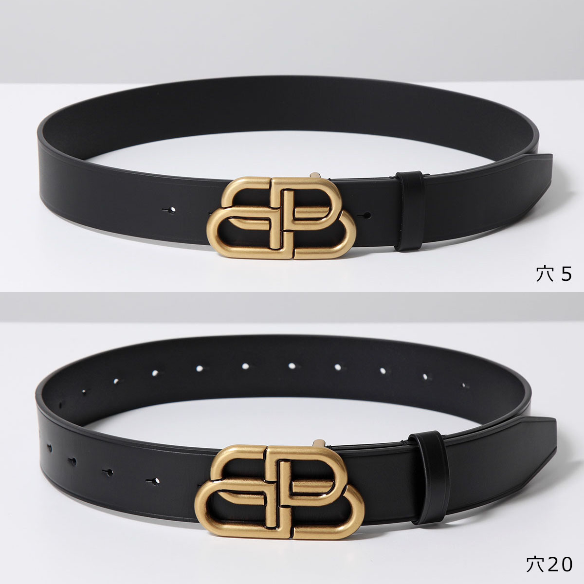 BALENCIAGA ブラックレザー ベルト Bロゴバックル