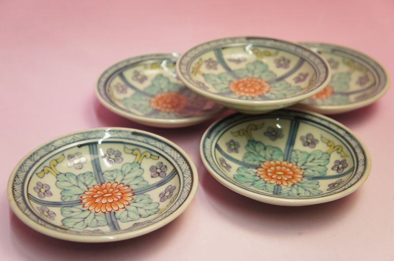 楽天市場】六代 佐藤走波 染錦草花文 3寸皿5枚揃 : 食器のみつはた