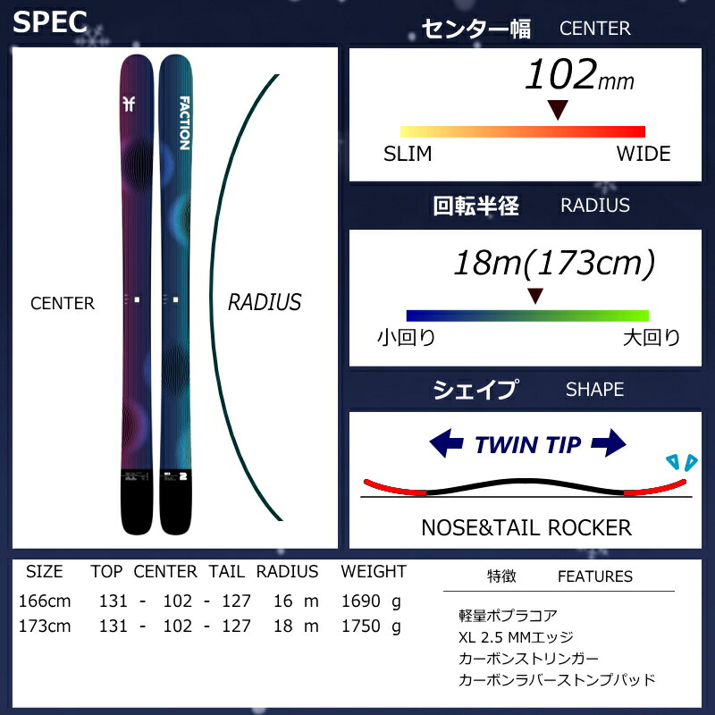 楽天市場】[センター幅102mm 166cm|173cm]FACTION STUDIO 2+GRIFFON 13