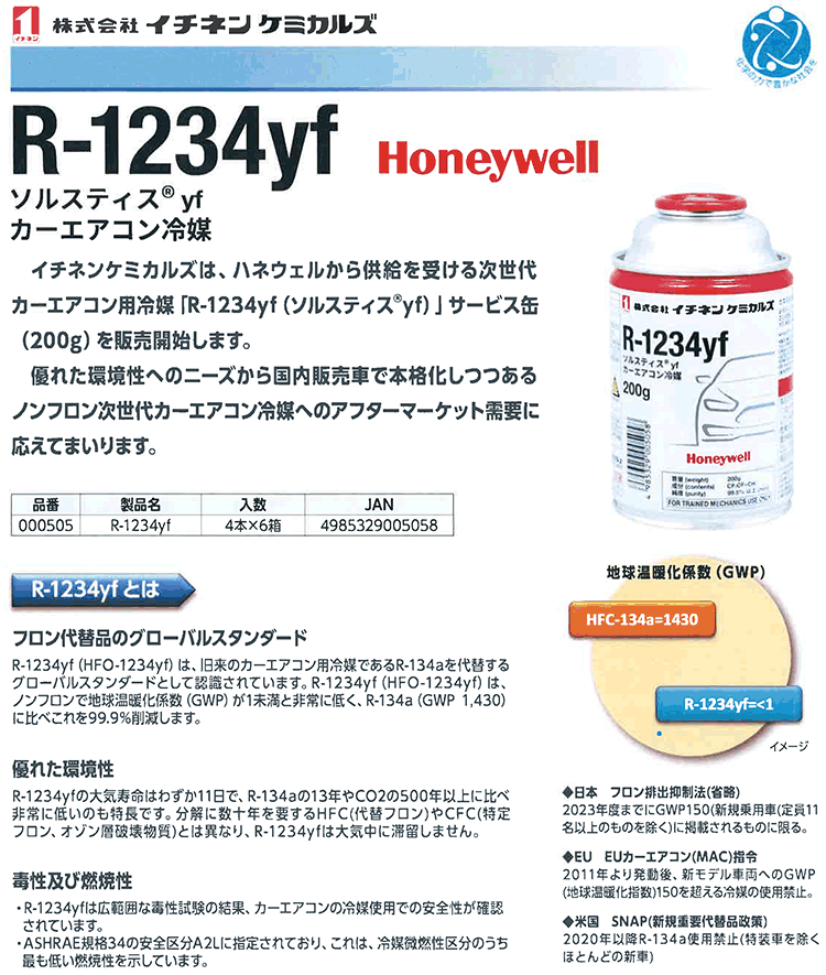 楽天市場】クーラーガス用冷媒 クーラーガスR-1234yf(HFO-1234yf) 200g