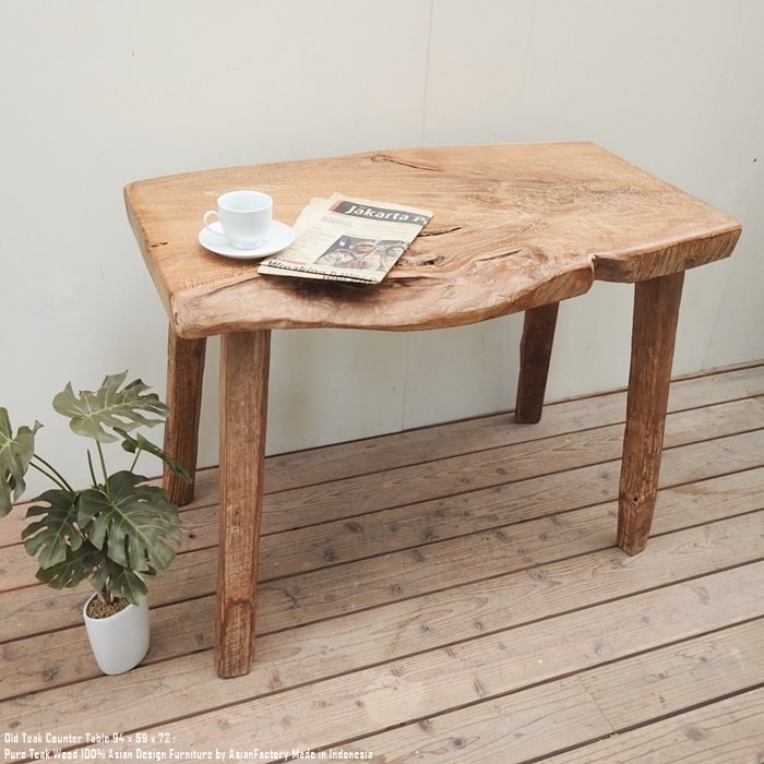 楽天市場】オールドチーク カウンターテーブル 幅94cm × 奥行59cm × 高