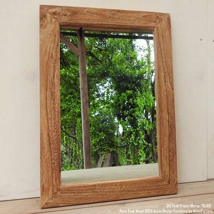 楽天市場】7cmフレーム オールドチーク無垢材 フレームミラー 70cm