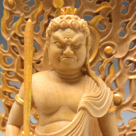 楽天市場】木彫り 仏像 金彩不動明王 立像 高さ11.5cm 柘植製 本格ミニ