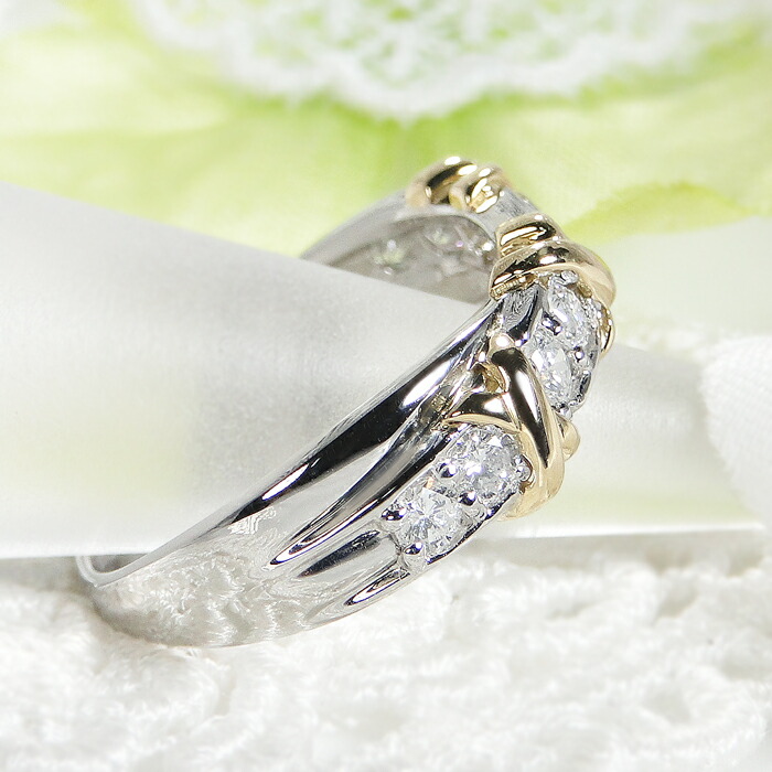 楽天市場】Pt900/K18 クロスデザイン ダイヤモンド エタニティリング