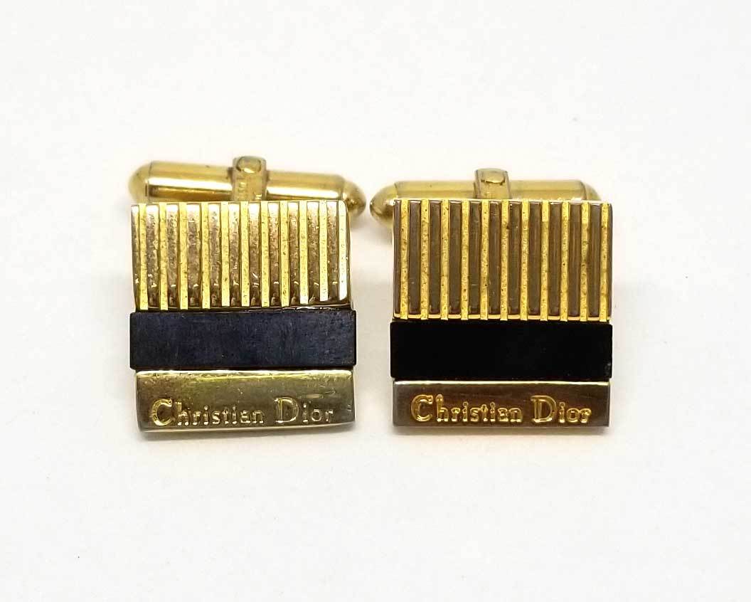 楽天市場】美品 クリスチャンディオール カフス オニキス ゴールド